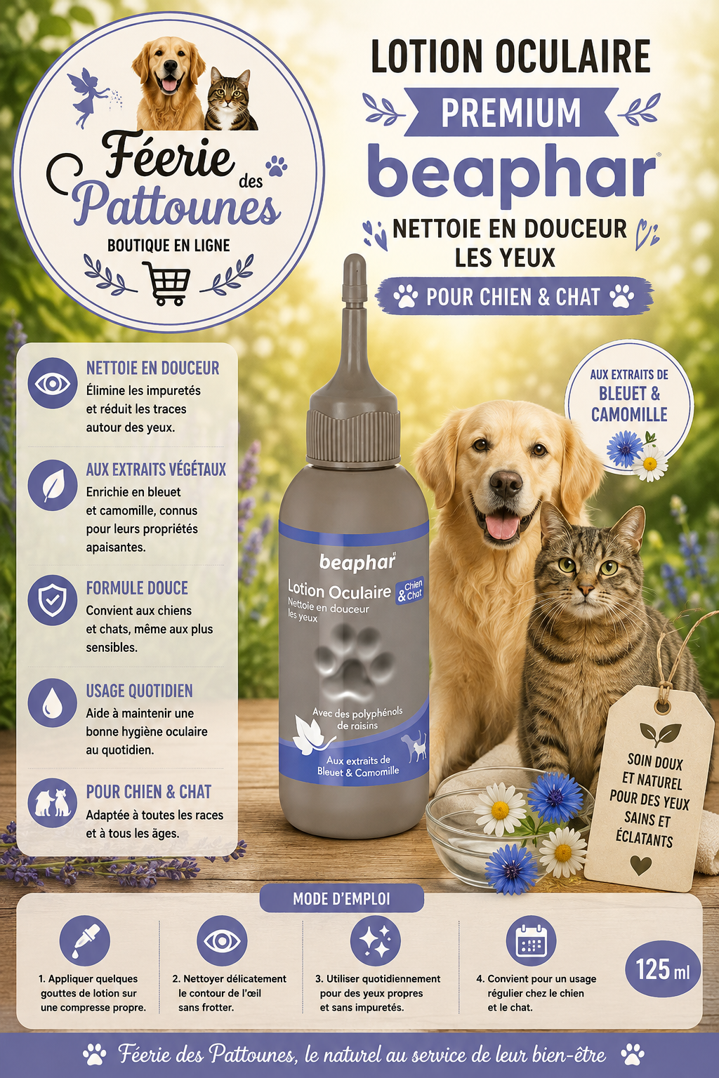 🌼🐶 Lotion Oculaire Premium – Beaphar (125 ml)