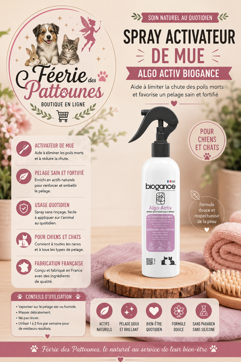 🍃 Spray Activateur de Mue – Algo Activ Biogance (250 ml)