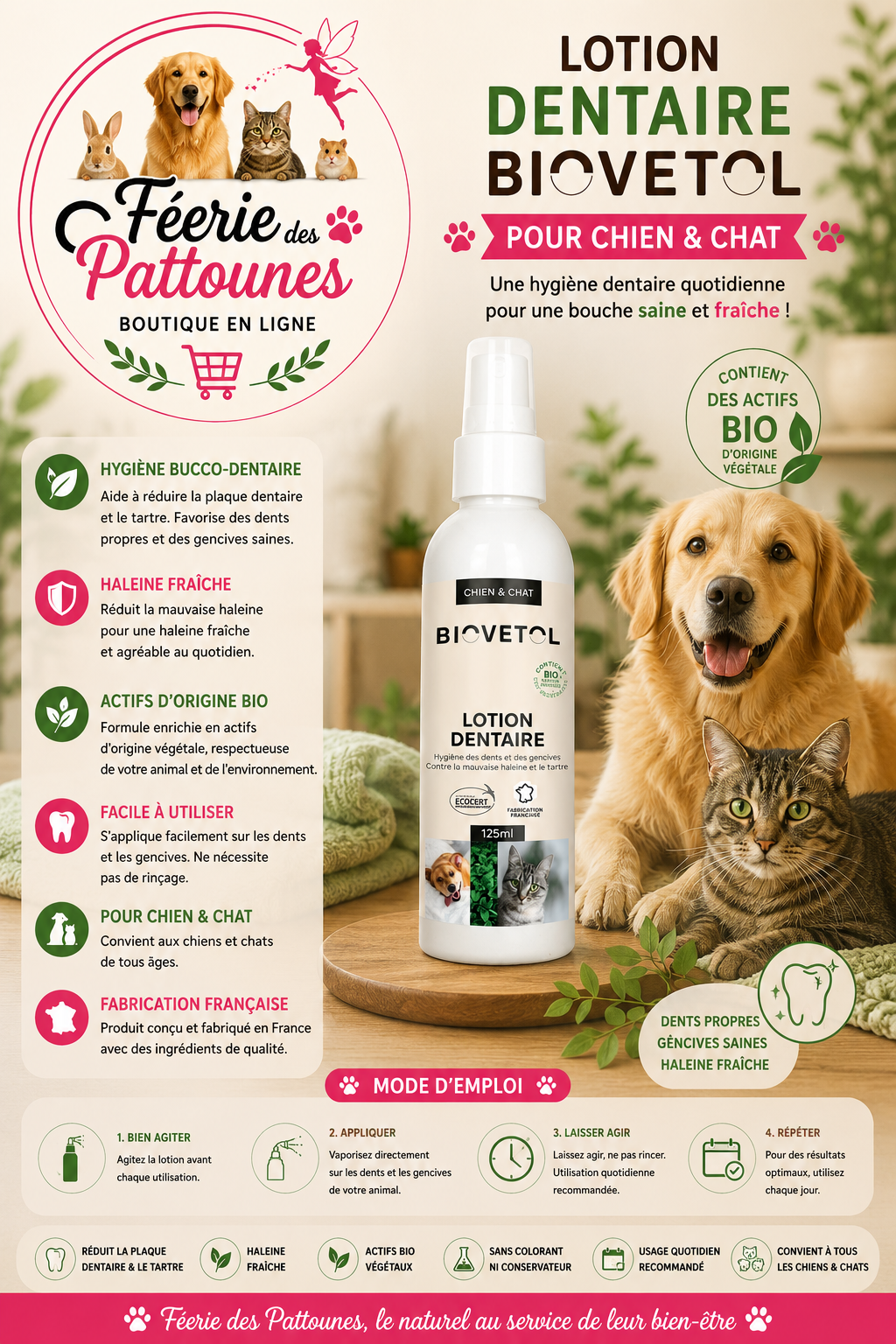 🦷🌿 Lotion Dentaire BIOVETOL – 125 ml