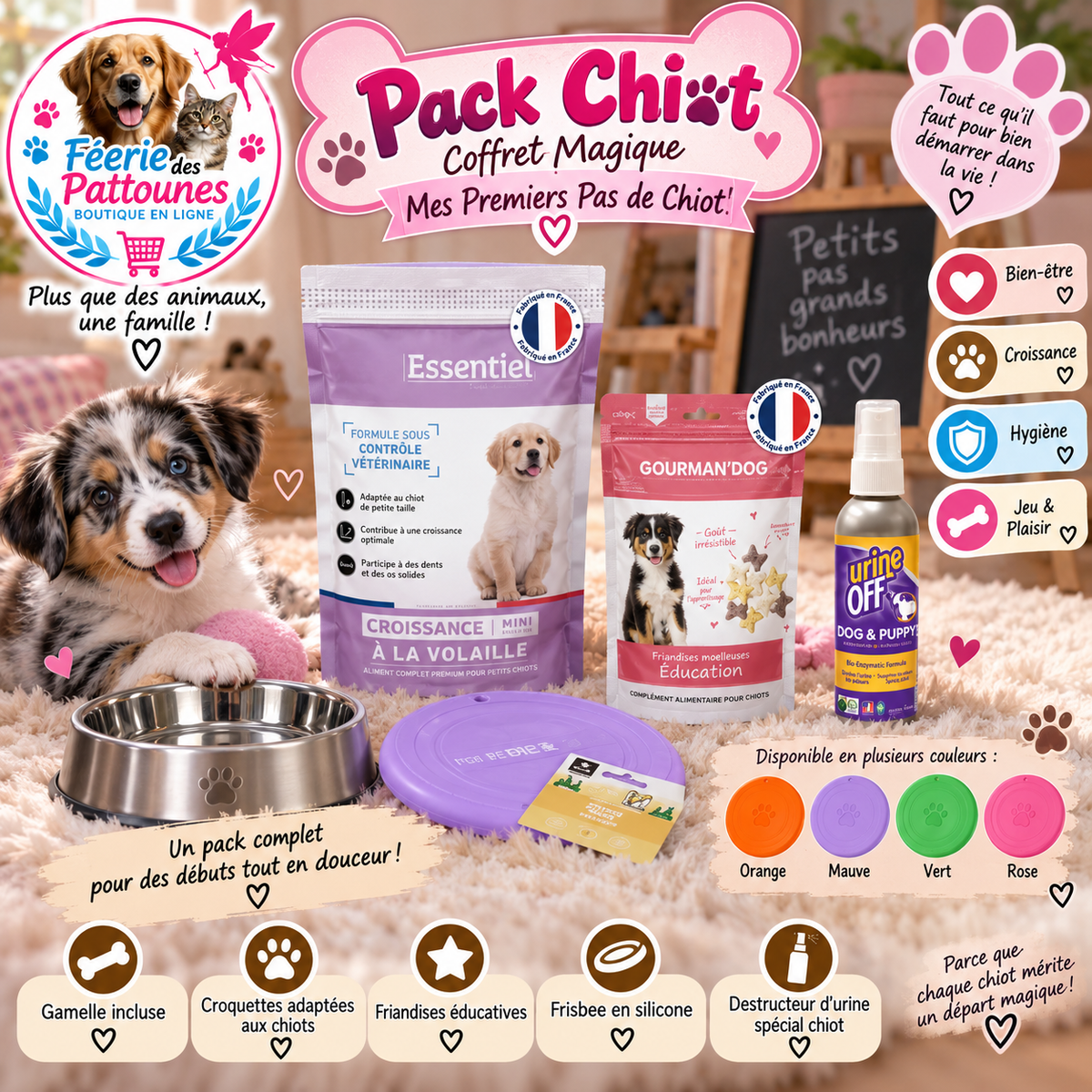 🐾✨ Pack Chiot – Coffret Magique “Mes Premiers Pas de Chiot”