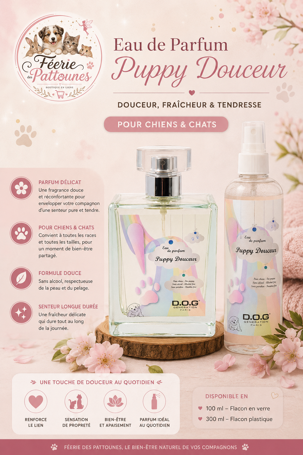 🧸🌼 Parfum Puppy Douceur – Dog Génération (100 ml • 300 ml)