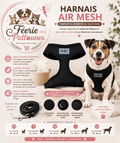 ⚫🐶 Harnais Air Mesh Classic – Noir (Tailles XS • S • M • L • XL)
