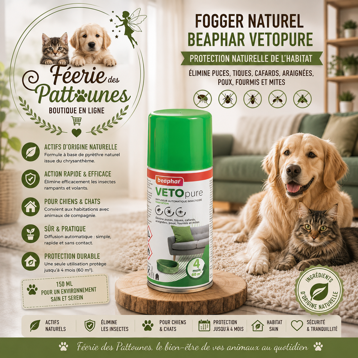 🛡️🌿 Fogger Naturel – Beaphar (150 ml)