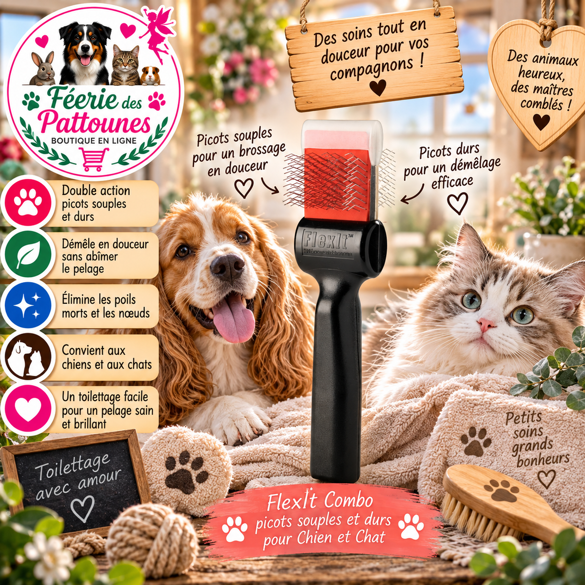🐾 FlexIt Combo – Picots Souples & Durs (Rouge & Argent)
