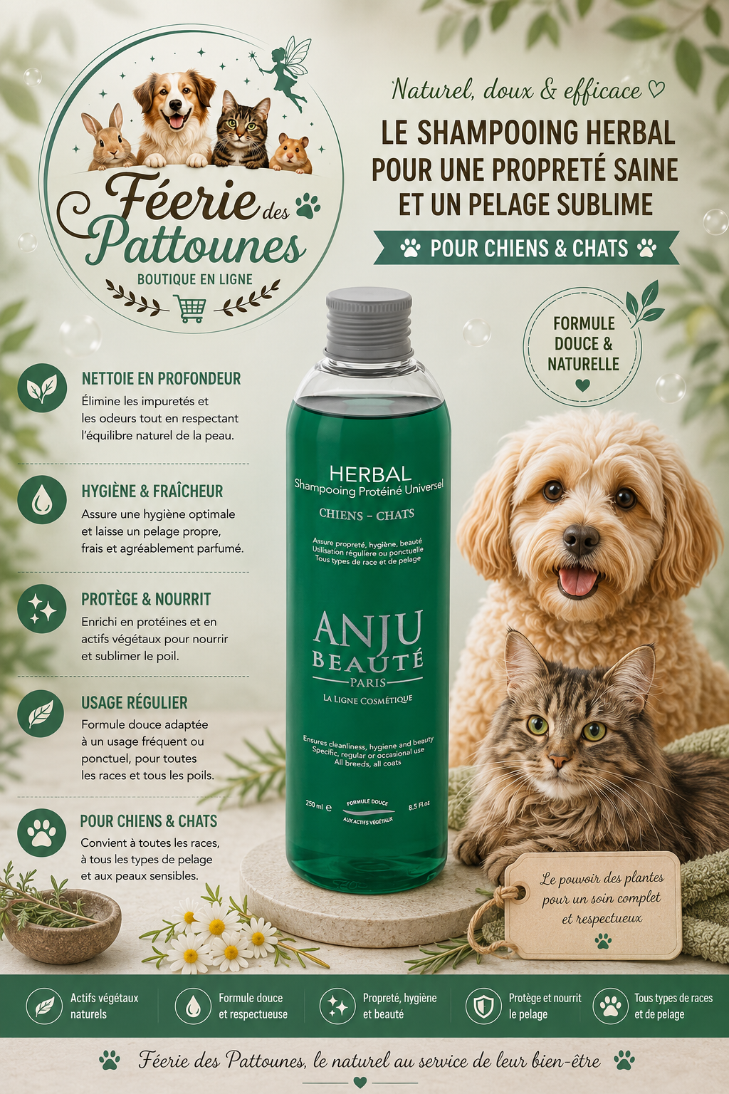 🌿 Anju Beauté – Shampooing Herbal (250 ml)