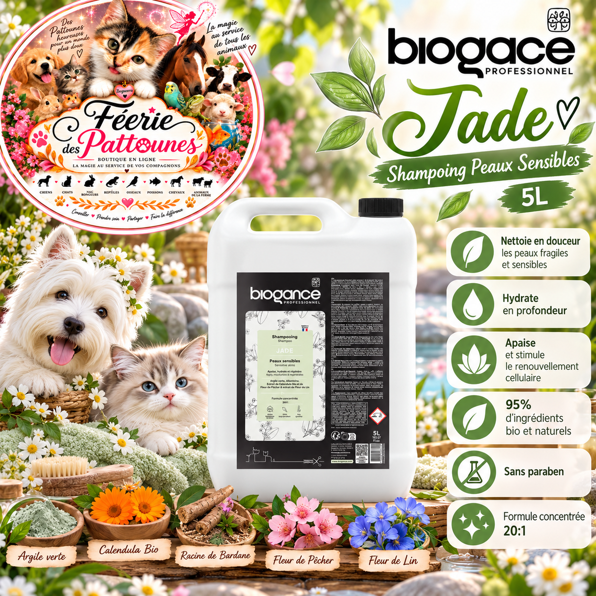 💚 Jade – Shampooing Peaux Sensibles Biogance – 5 L