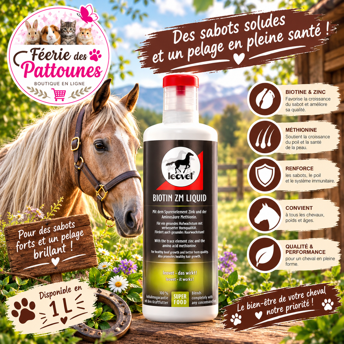🐴✨ Leovet Biotin ZM Liquide – 1 L