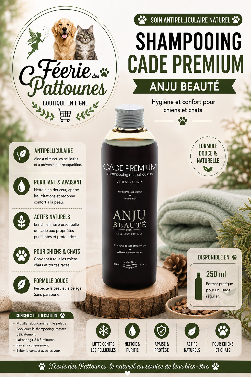 🌿🔥 Shampooing Cade Premium – Anju Beauté (250 ml)