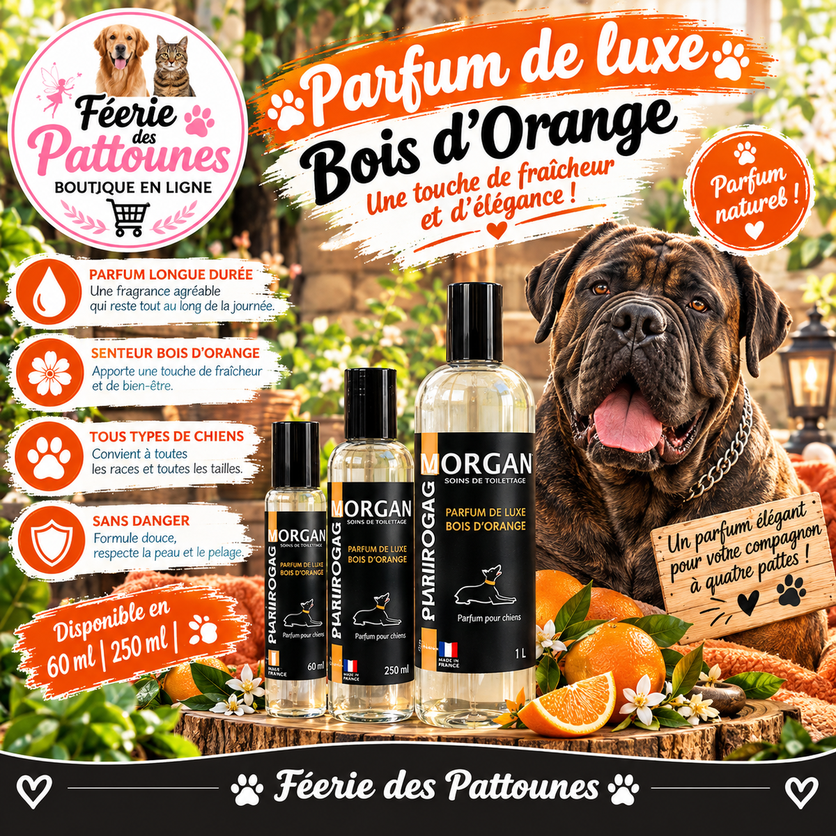 🌿🍊 Parfum de Luxe Morgan – Bois d’Orange (60 ml • 250 ml • 1 L)
