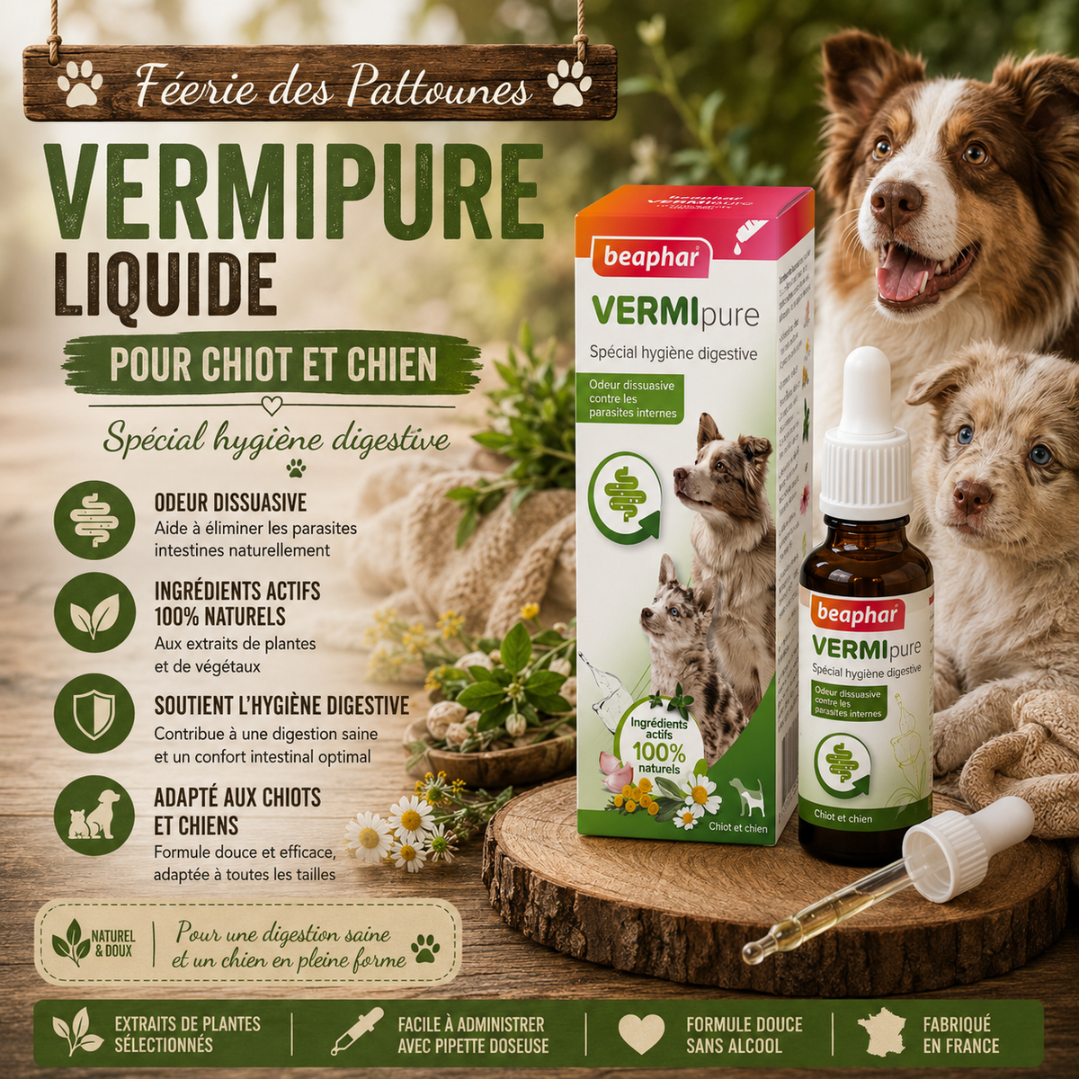 🐶 Vermipure – Solution Liquide Naturelle pour Chiot & Chien (50 ml)