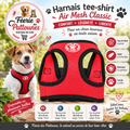🔴🐶 Harnais Tee‑shirt Air Mesh Classic – Rouge (Tailles XS • S • L • XL)