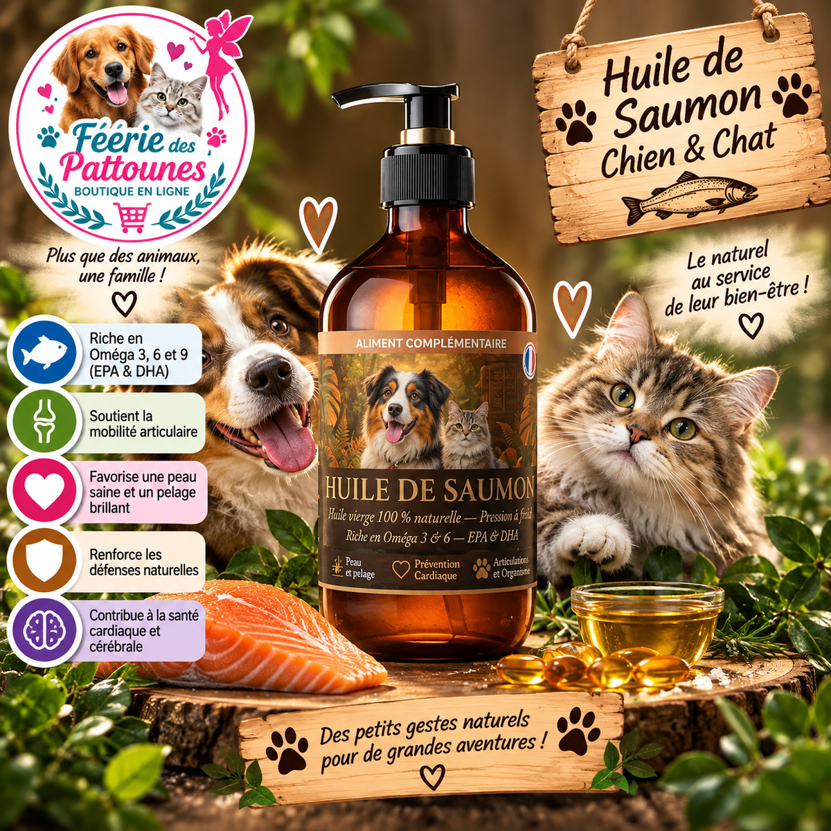 🐟🔥 Huile de Saumon – Chien &Chat