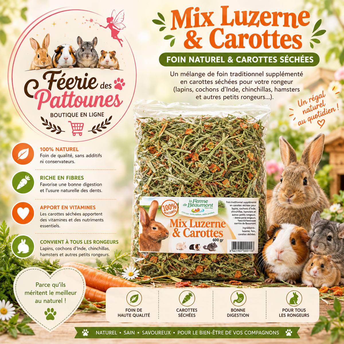 🌾🥕 Mix Luzerne & Carottes – 600 g
