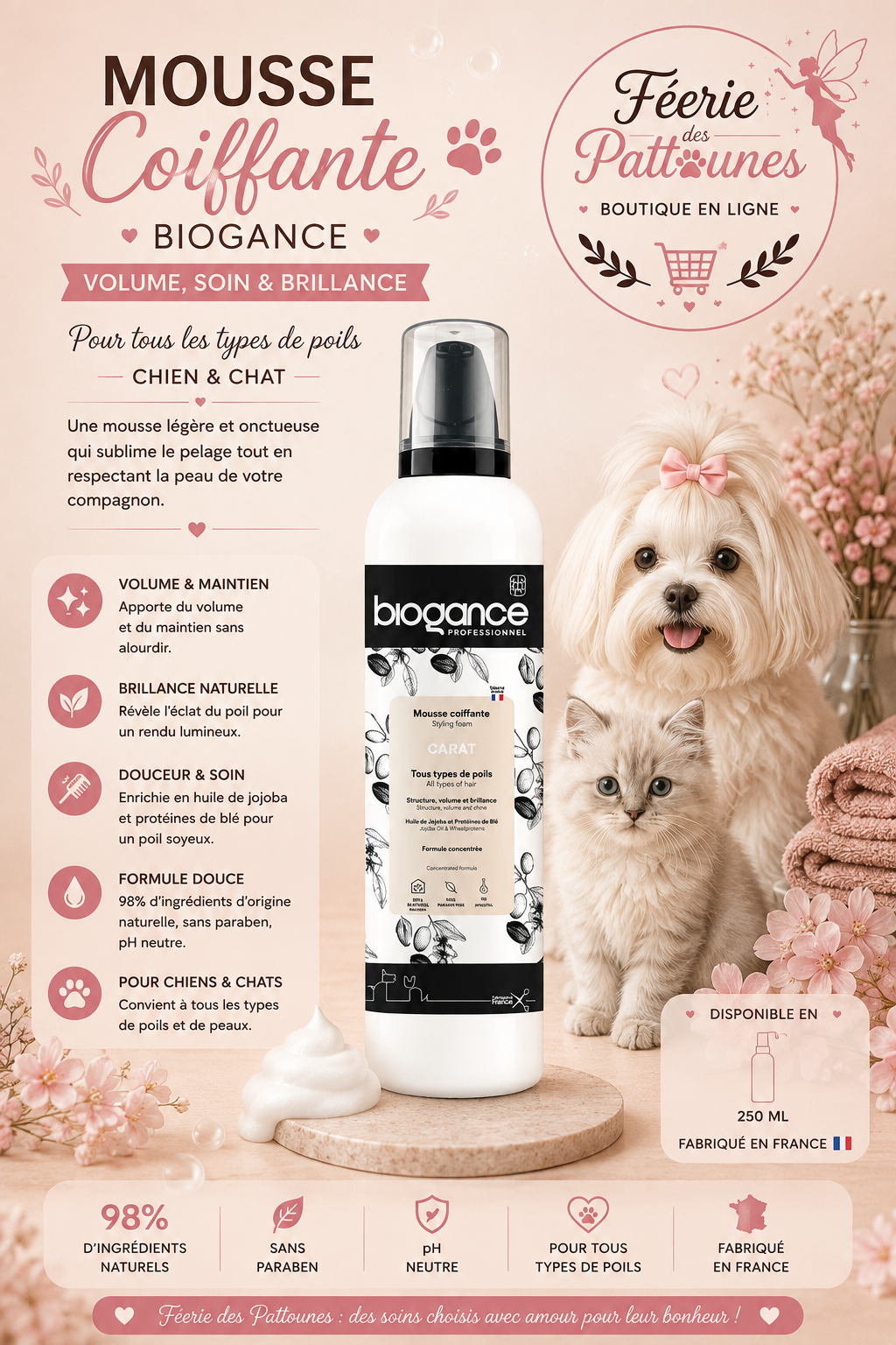 💎✨ Mousse Coiffante Carat – Biogance (250 ml)