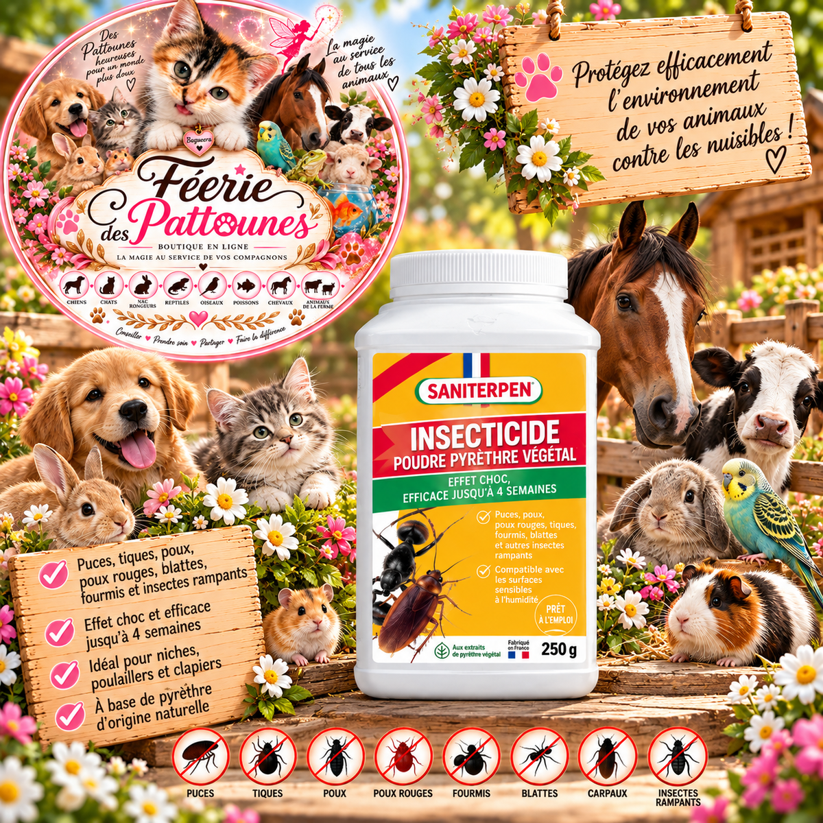 🌿 Saniterpen Poudre au Pyrèthre Végétal – 250 g