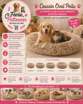 🤍🐾 Coussin Oval Poilu – Beige (5 tailles pour tous les chiens)