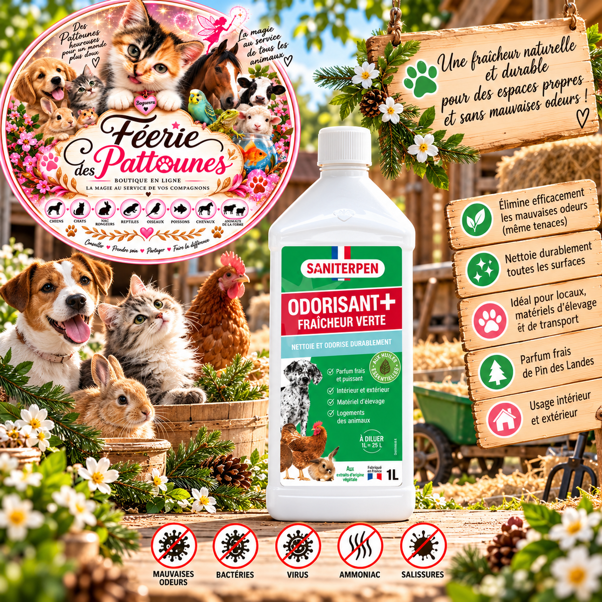 🌿 Saniterpen Odorisant Plus Fraîcheur Verte – 1 L