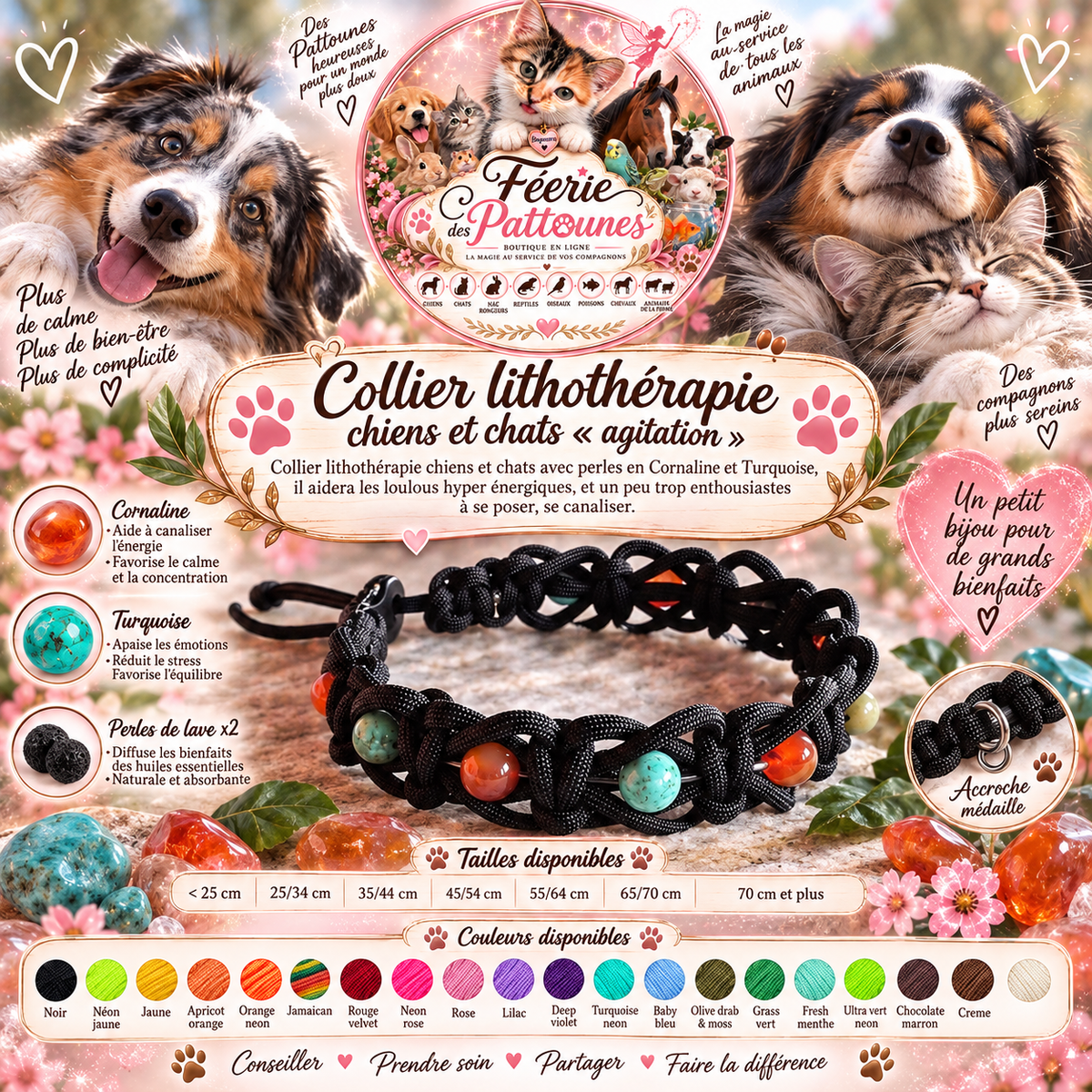 🐶🐱✨ Collier Lithothérapie – “Agitation”