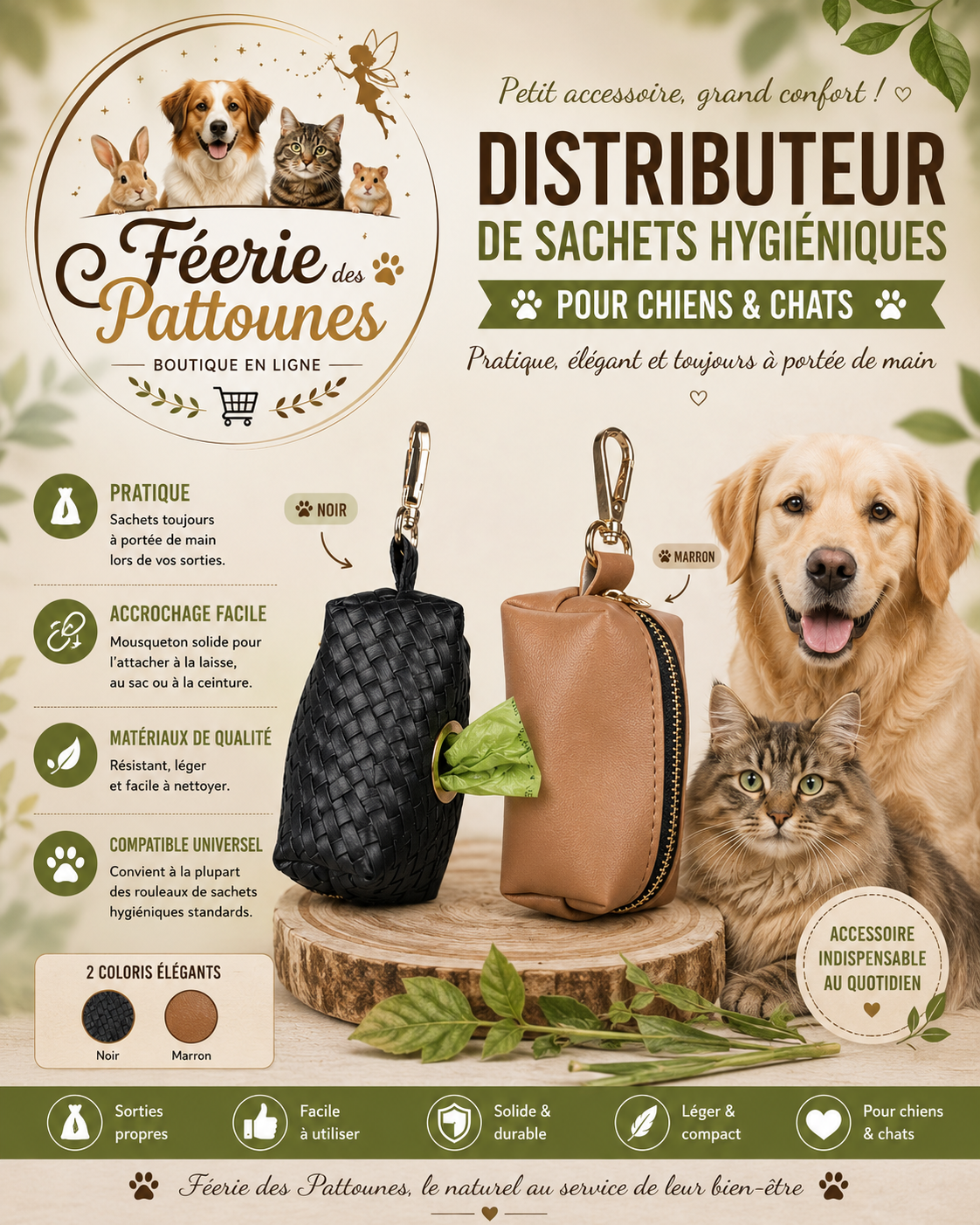 👜 Distributeur de Sachets Hygiéniques – Rigide & Compact (8 × 4 cm)