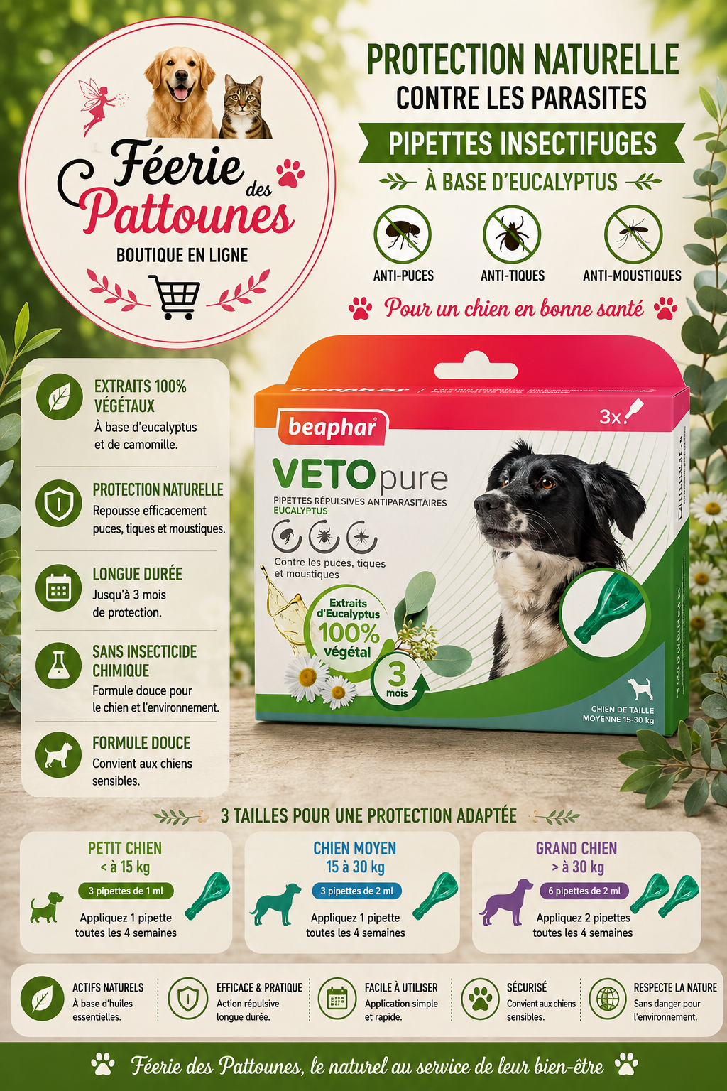 🛡️🌿🐶 Pipettes Insectifuges VETOpure – Beaphar Chien