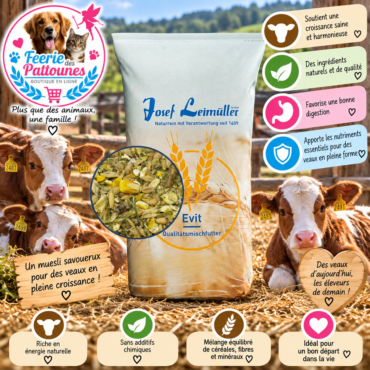 🐄🥣 Leimüller – Muesli pour Veaux (25 kg)