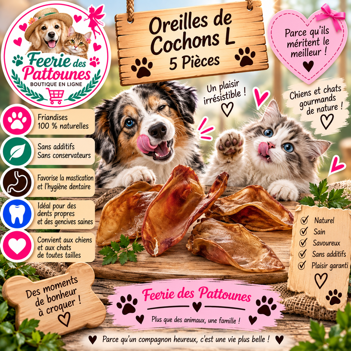 🐖✨ Oreilles de Cochons L – 5 Pièces