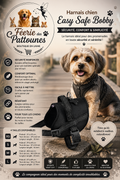 ⚫🐶 Harnais Bobby Easy Safe – Noir (Tailles XS • S • M • L)