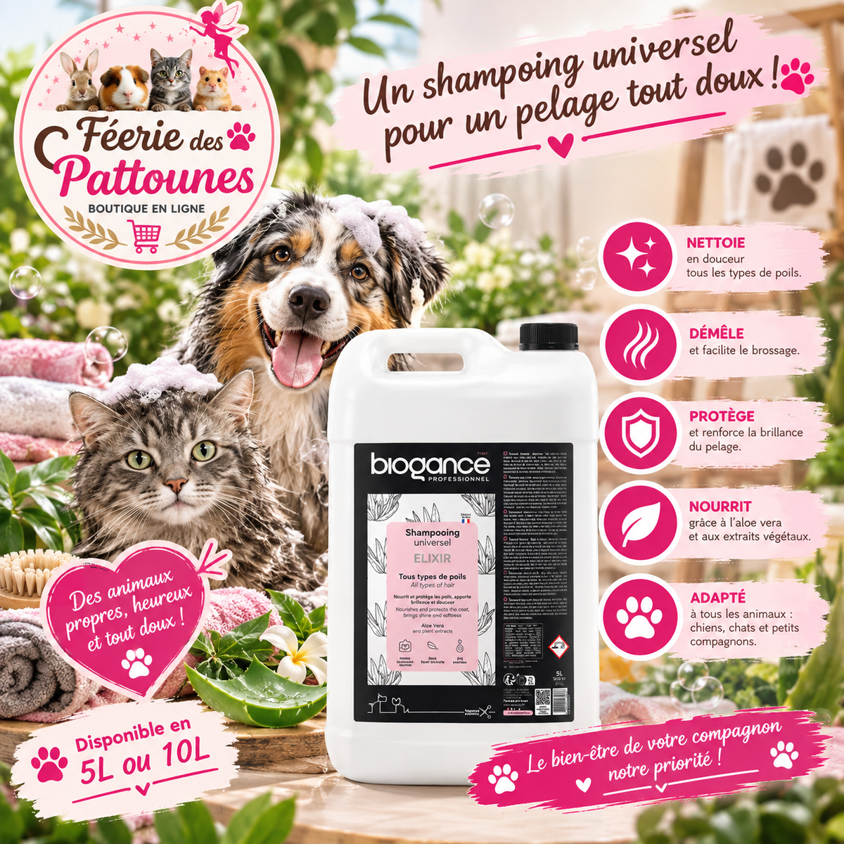 🌿✨ Shampoing Universel Élixir – Biogance (5 L • 10 L)