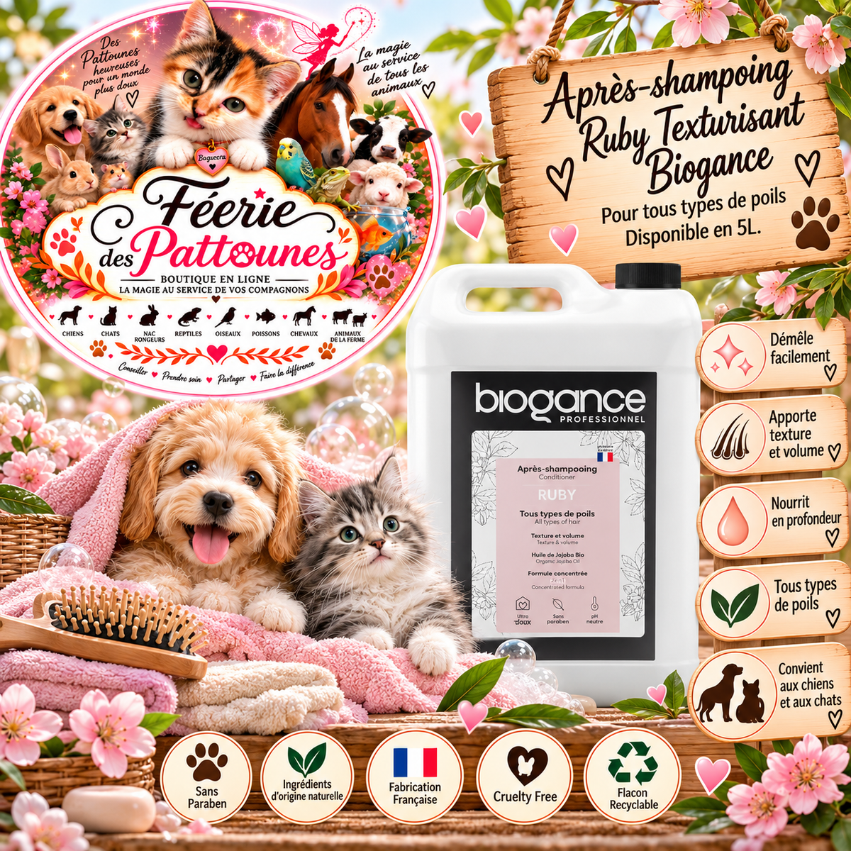 💎✨ Après-Shampooing Ruby Texturisant Biogance – 5 L