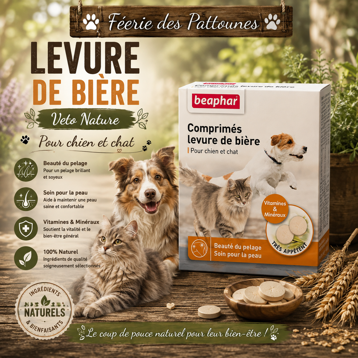 🍺 Levure de Bière Veto Nature – Chiens & Chats (100 comprimés)