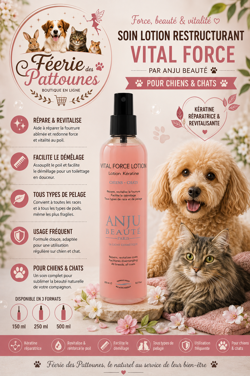 ✨ Anju Beauté – Soin Lotion Restructurant Vital Force (150 ml • 250 ml • 500 ml)