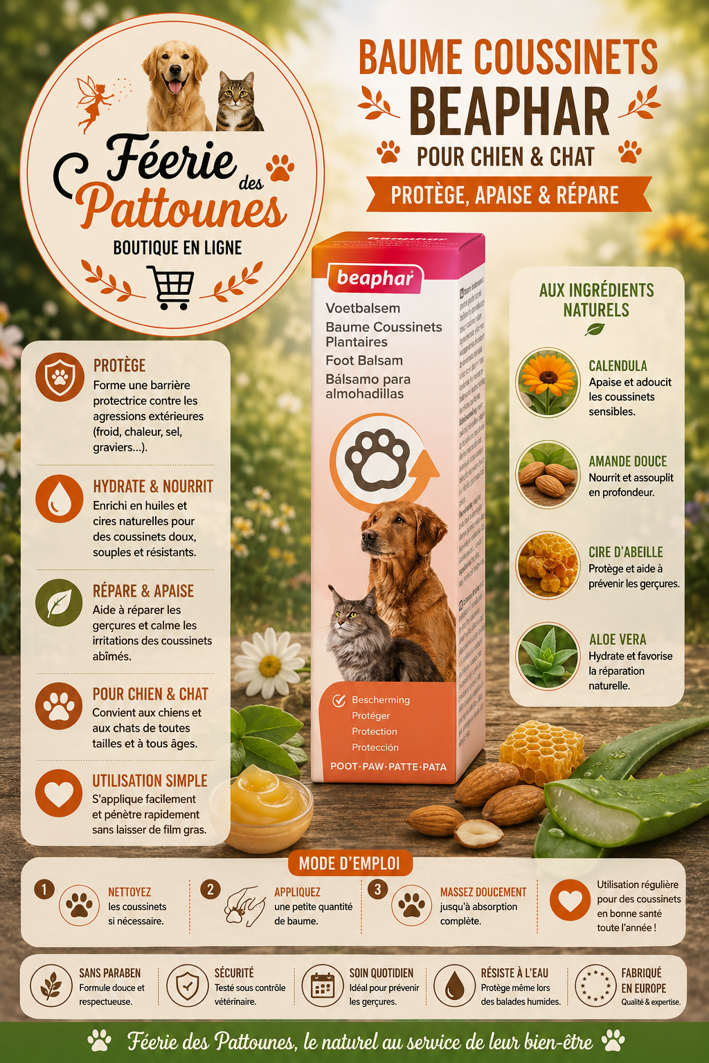🐾💛 Baume Coussinets – Beaphar (40 ml)
