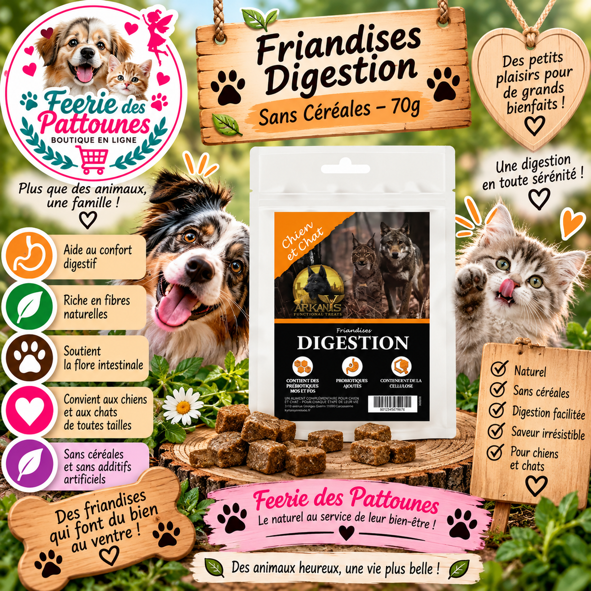 🌿🐾 Friandises Digestion – Sans Céréales – 70 g