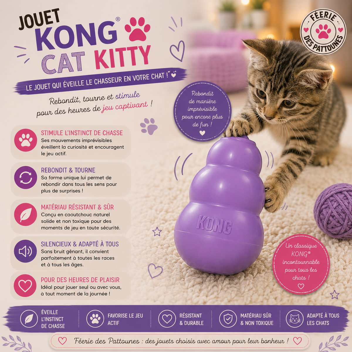 🐾 KONG® Cat Kitty – Jouet Distributeur de Friandises (5,5 cm)