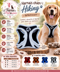 🔦🐶 Harnais Hiking Bavette Réfléchissant – rouge, orange, bleu ou noir(Tailles XS • S • M • L)