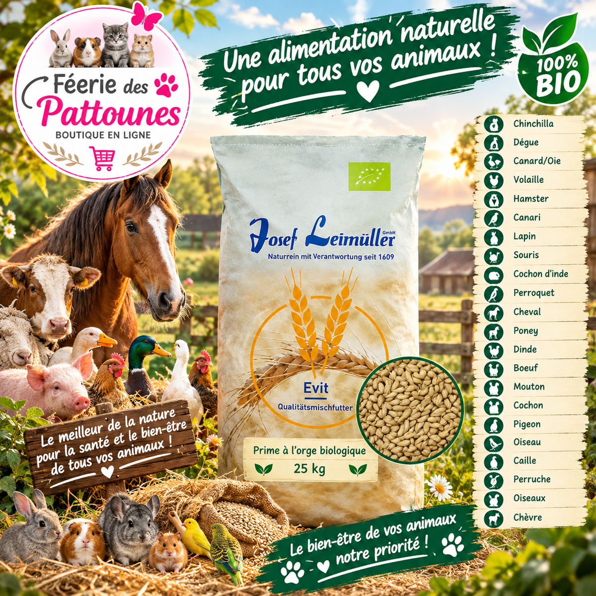 🌾🐔🐴 Leimüller – Orge Biologique (25 kg)