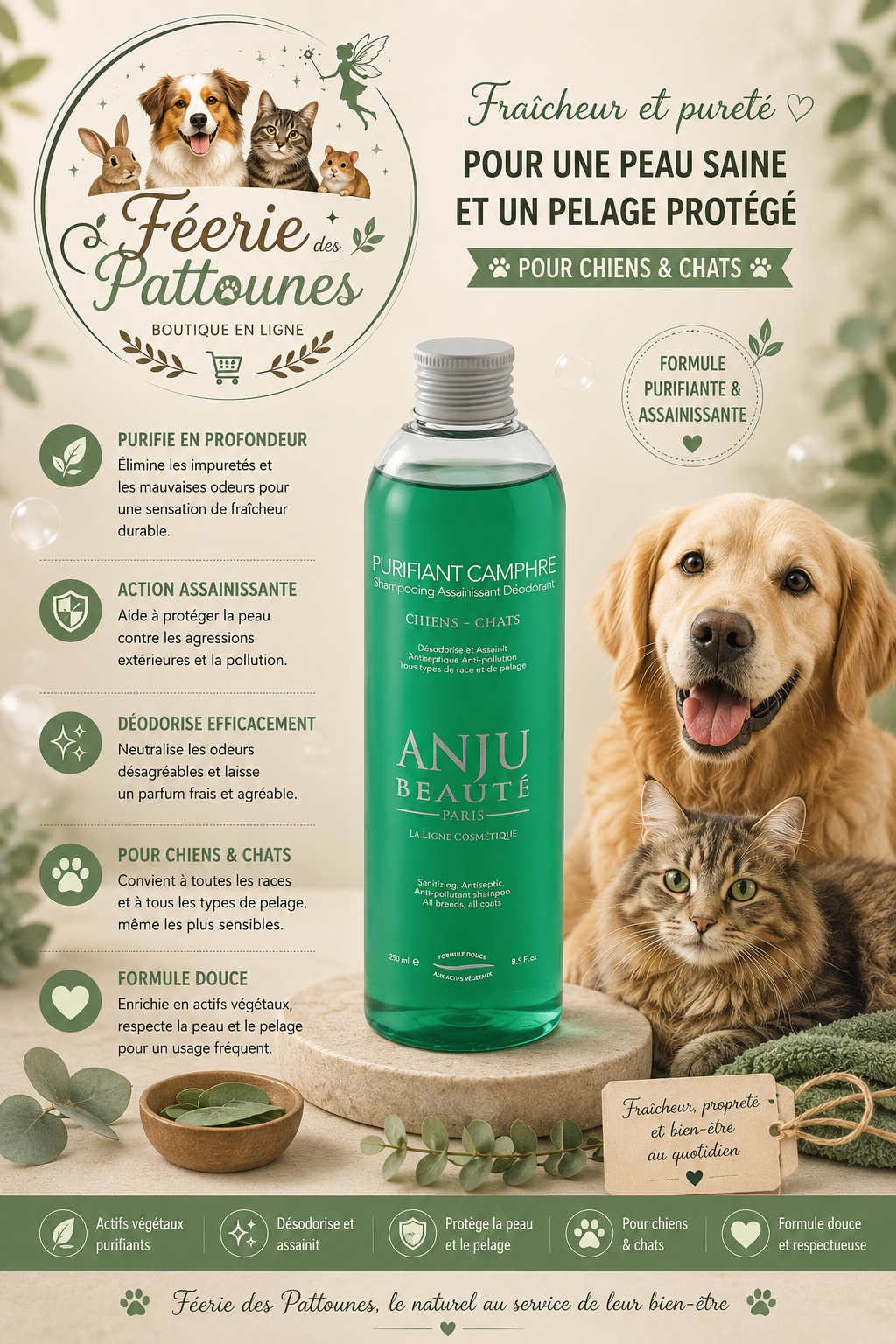 🌬️ Anju Beauté – Shampooing Purifiant Camphre (250 ml)