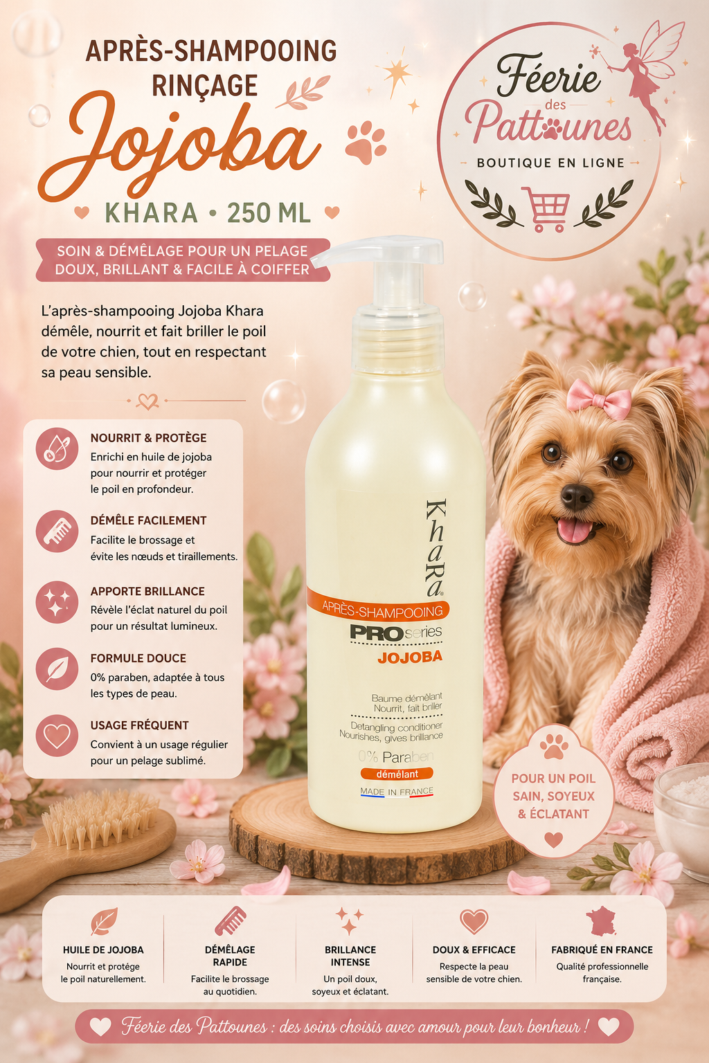 🌼✨ Après‑Shampooing Rinçage Jojoba – Khara (250 ml)