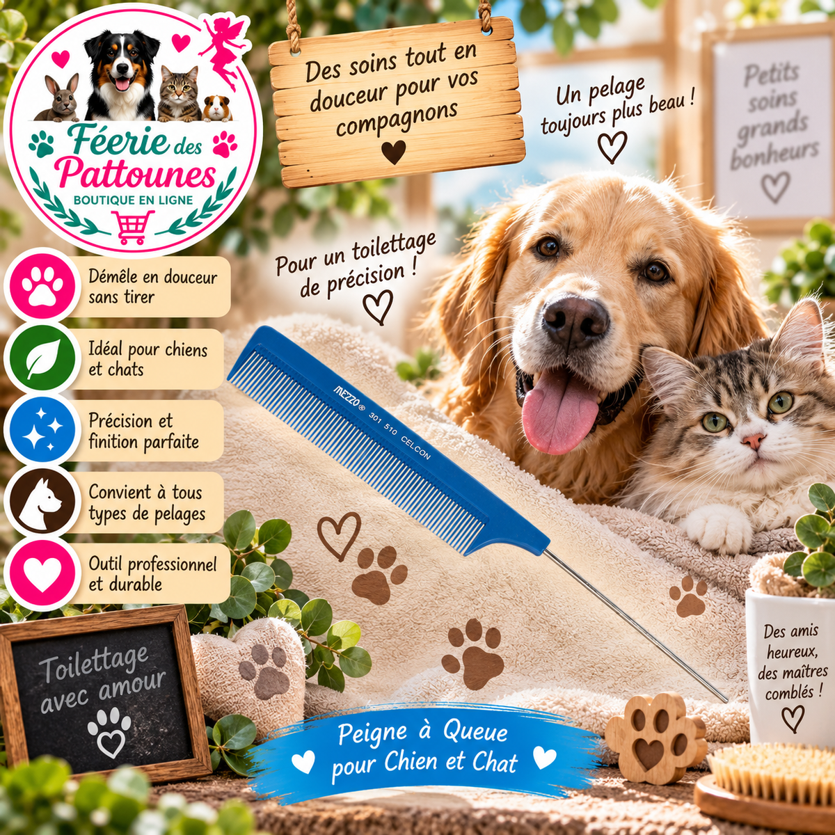 🐾 Peigne à Queue – Ax Shop Air (20,6 cm)