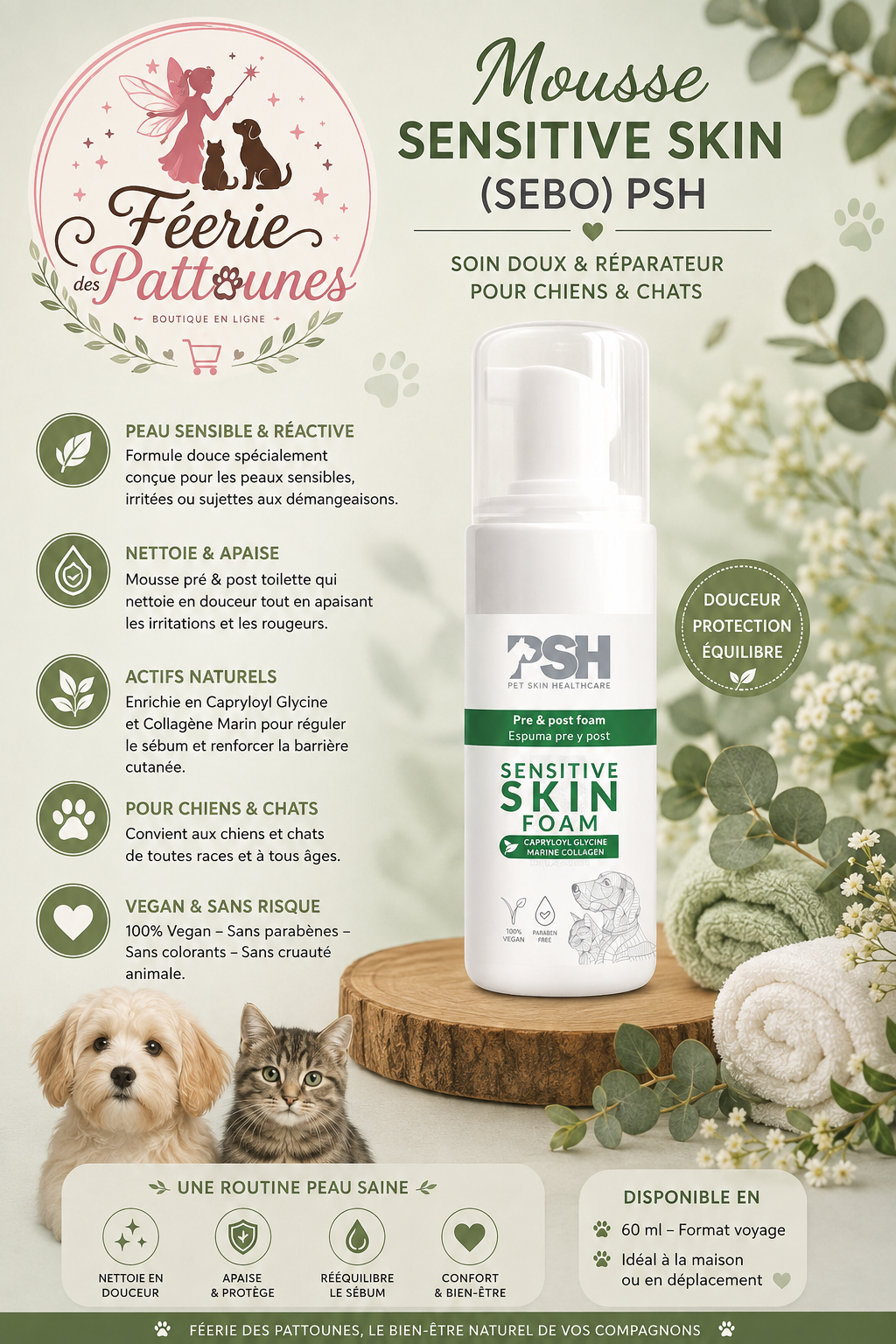 🌸🛡️ Mousse Sensitive Skin (Sebo) – PSH (60 ml)