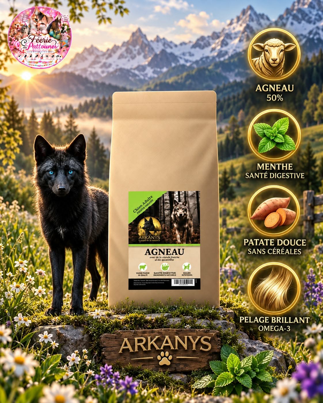 🐑 Croquettes Sans Céréales – Agneau, Patate Douce & Menthe – Chien Adulte Petite Race (6 kg)
