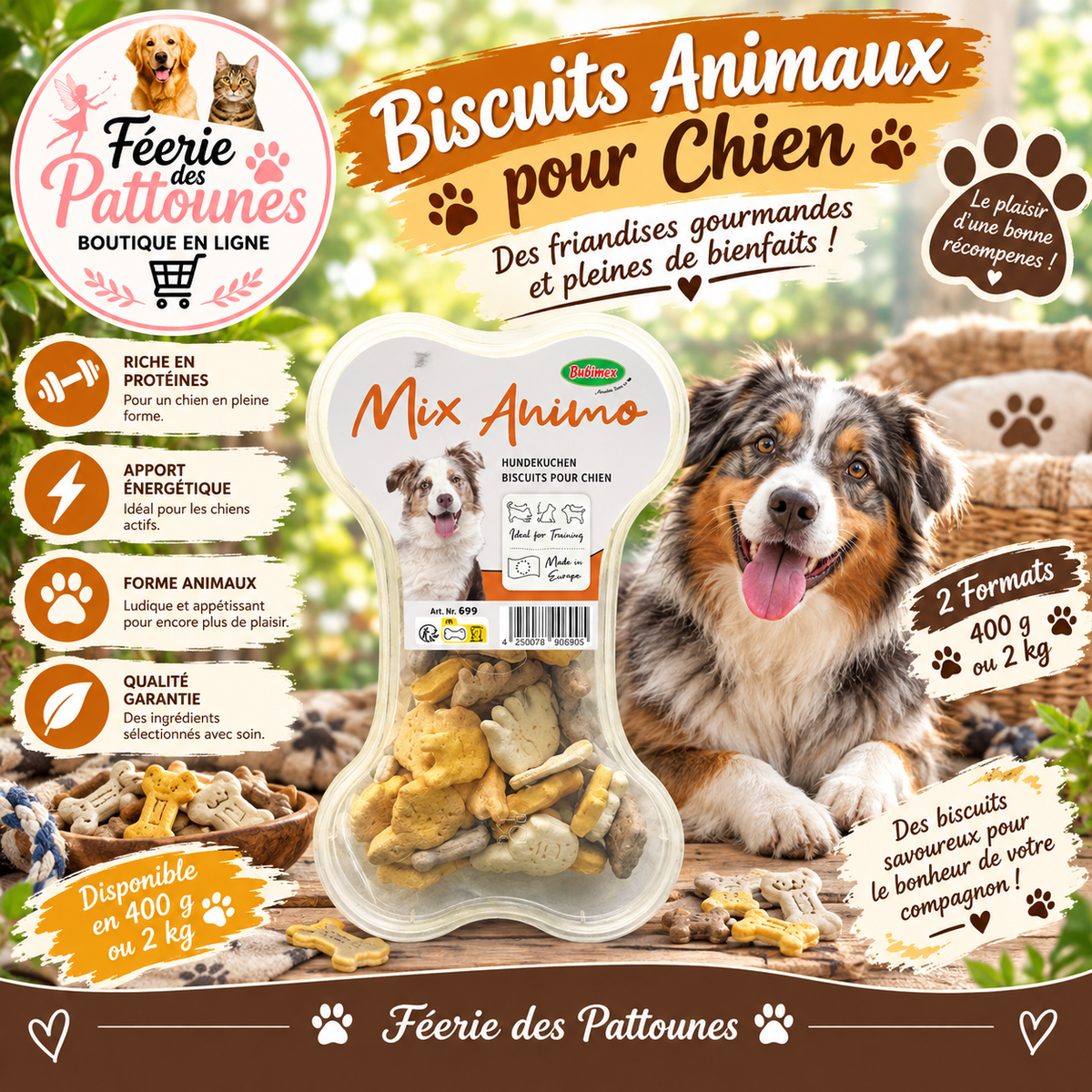 🐾🍪 Biscuits Animaux pour Chien – 400 g • 2 kg