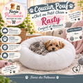 🐾🛏️ Coussin Pouf Rasty – Chat & Petit Chien (Blanc ou Gris)
