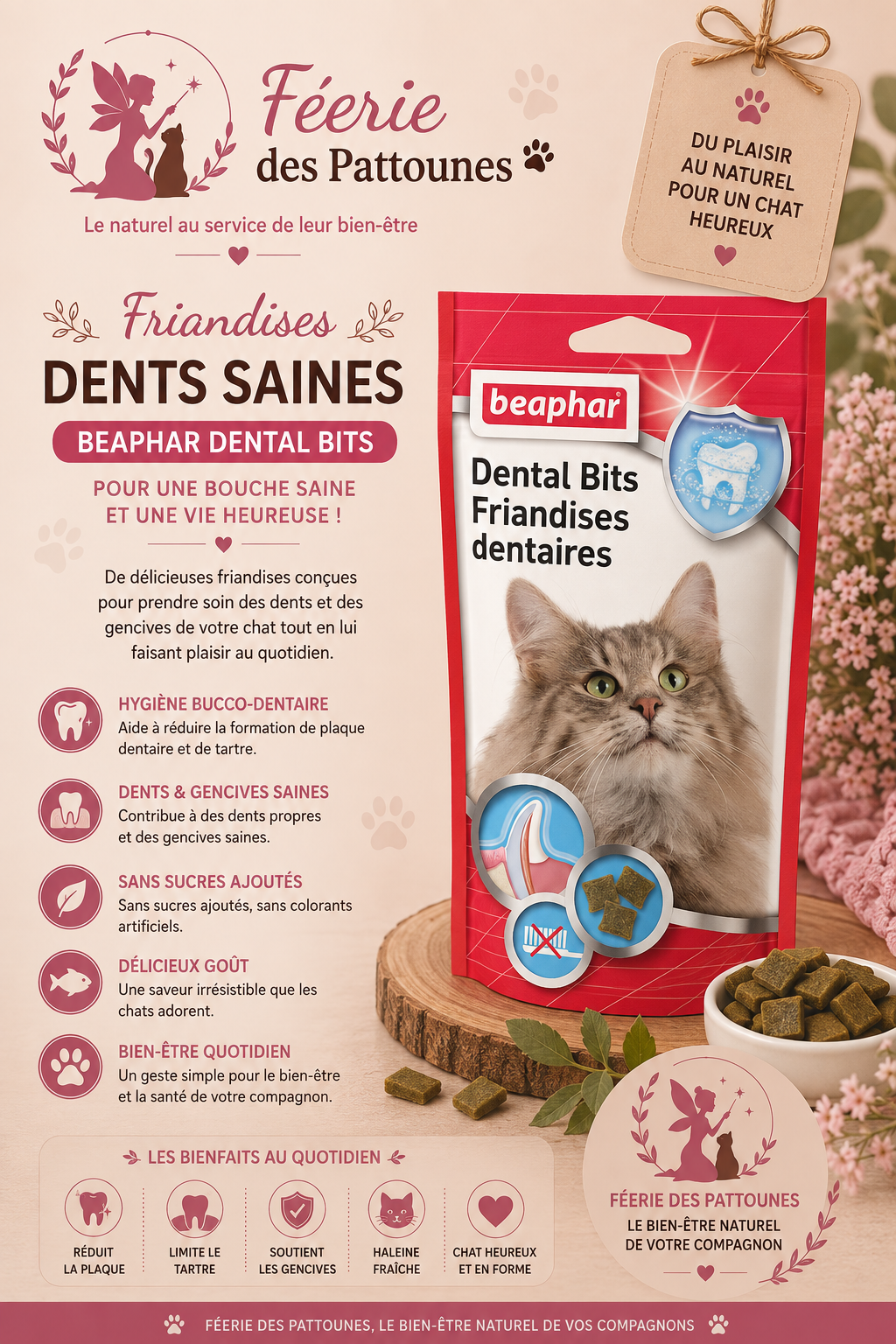 🦷 Friandises Beaphar Dents Saines – Chlorophylle & Fluor (35 g)