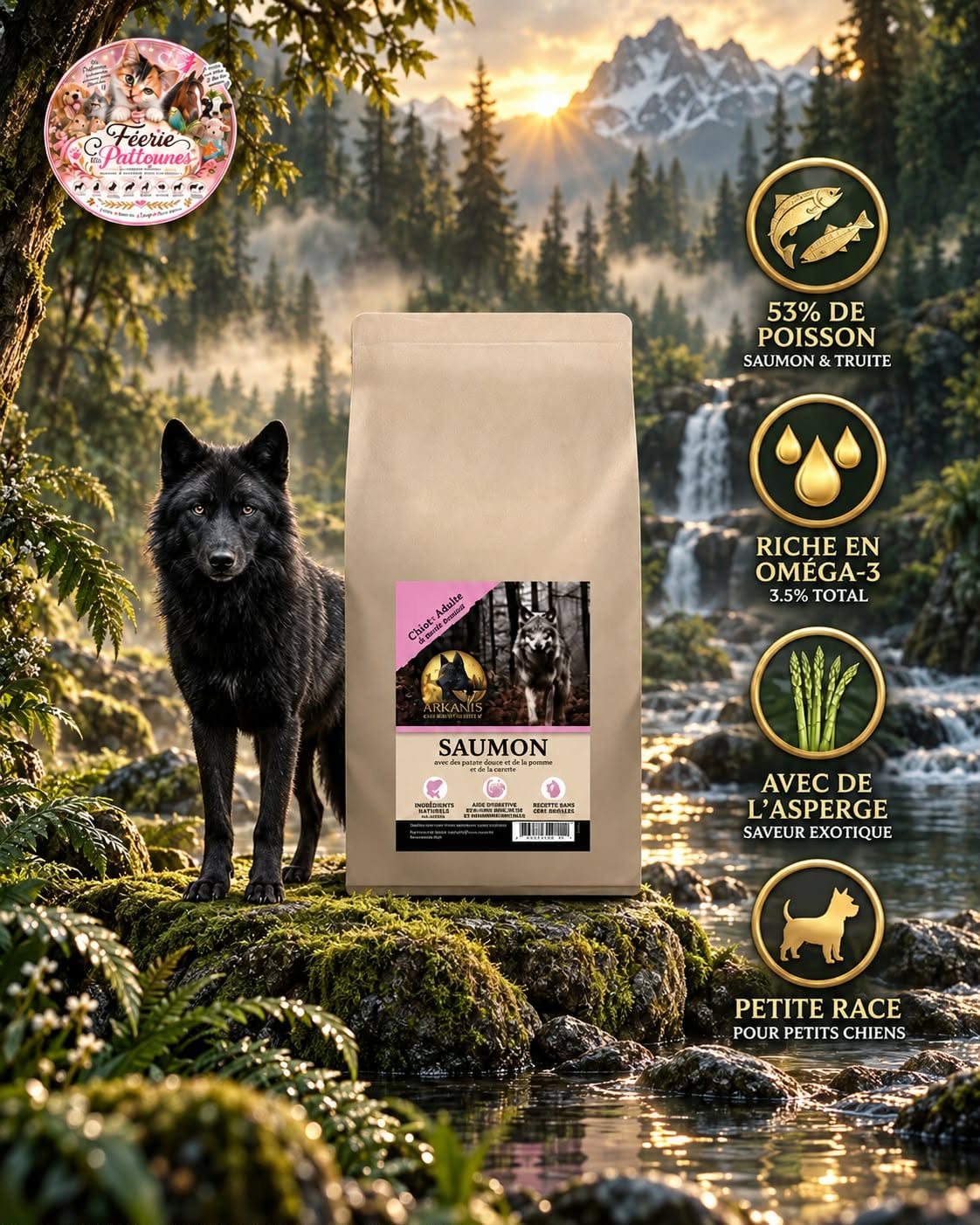 🐟 Croquettes Sans Céréales – Saumon & Truite, Patate Douce & Asperge – Chien Adulte Petite Race (6 kg)
