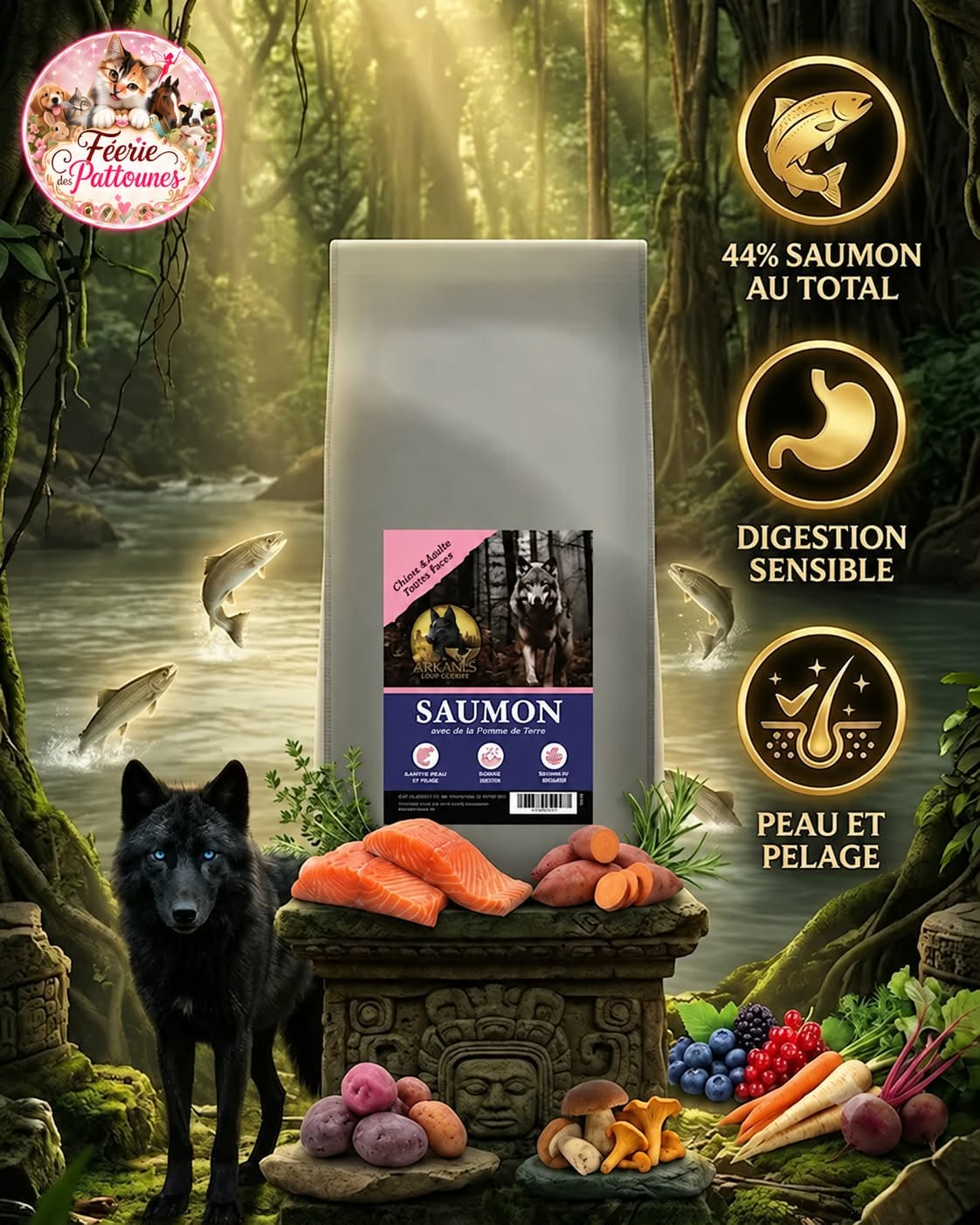 🐾 Croquettes Low Grain – Saumon & Pomme de Terre – Chien Adulte Petite Race (12 kg)