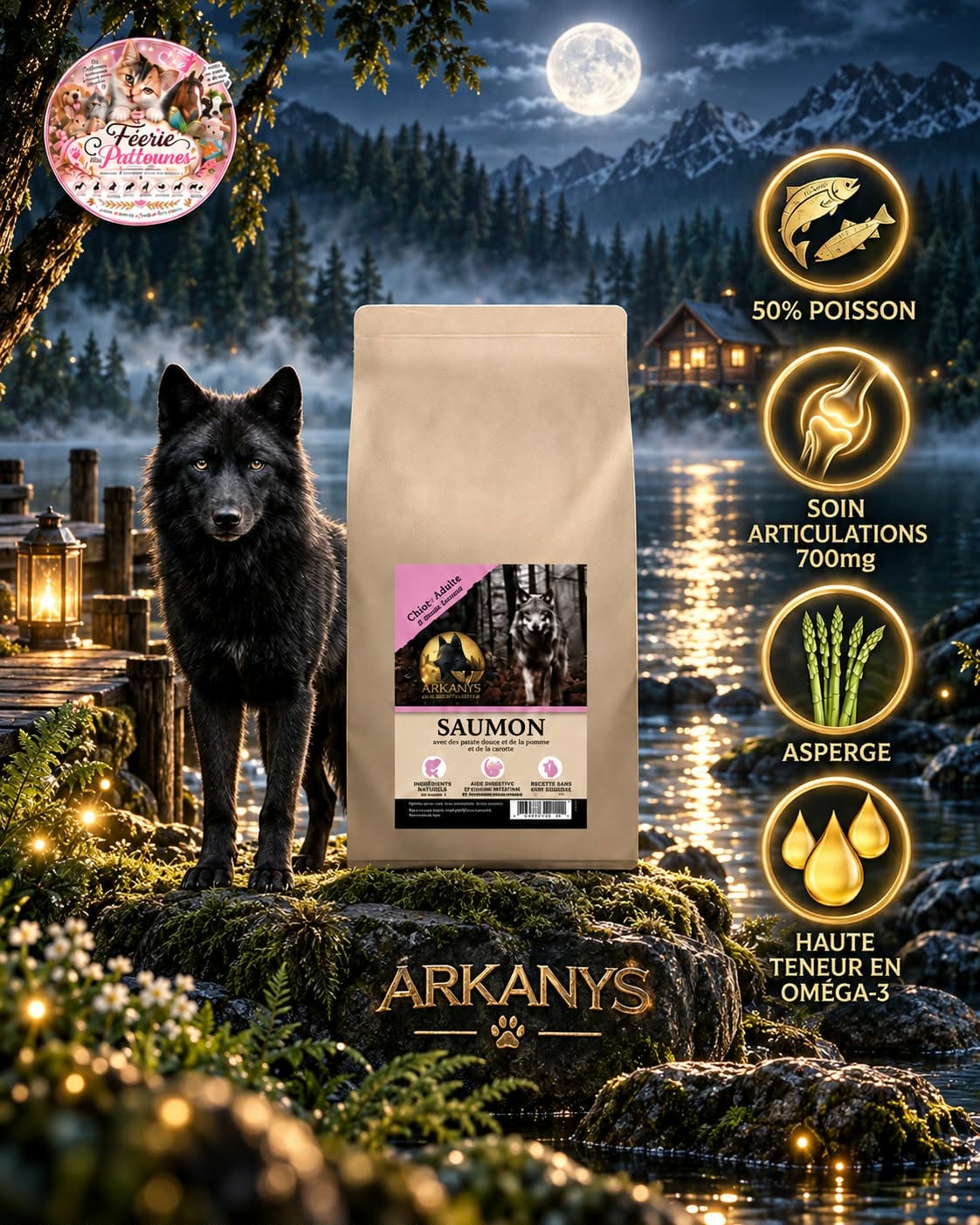 🐟 Croquettes Sans Céréales – Saumon & Truite, Patate Douce & Asperge – Chien Adulte Grande Race (12 kg)