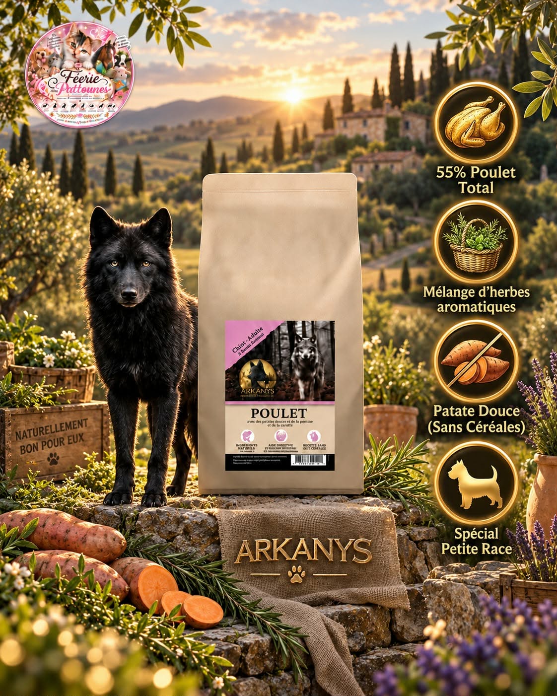 🐔 Croquettes Sans Céréales – Poulet, Patate Douce & Herbes – Chien Adulte Petite Race (6 kg)