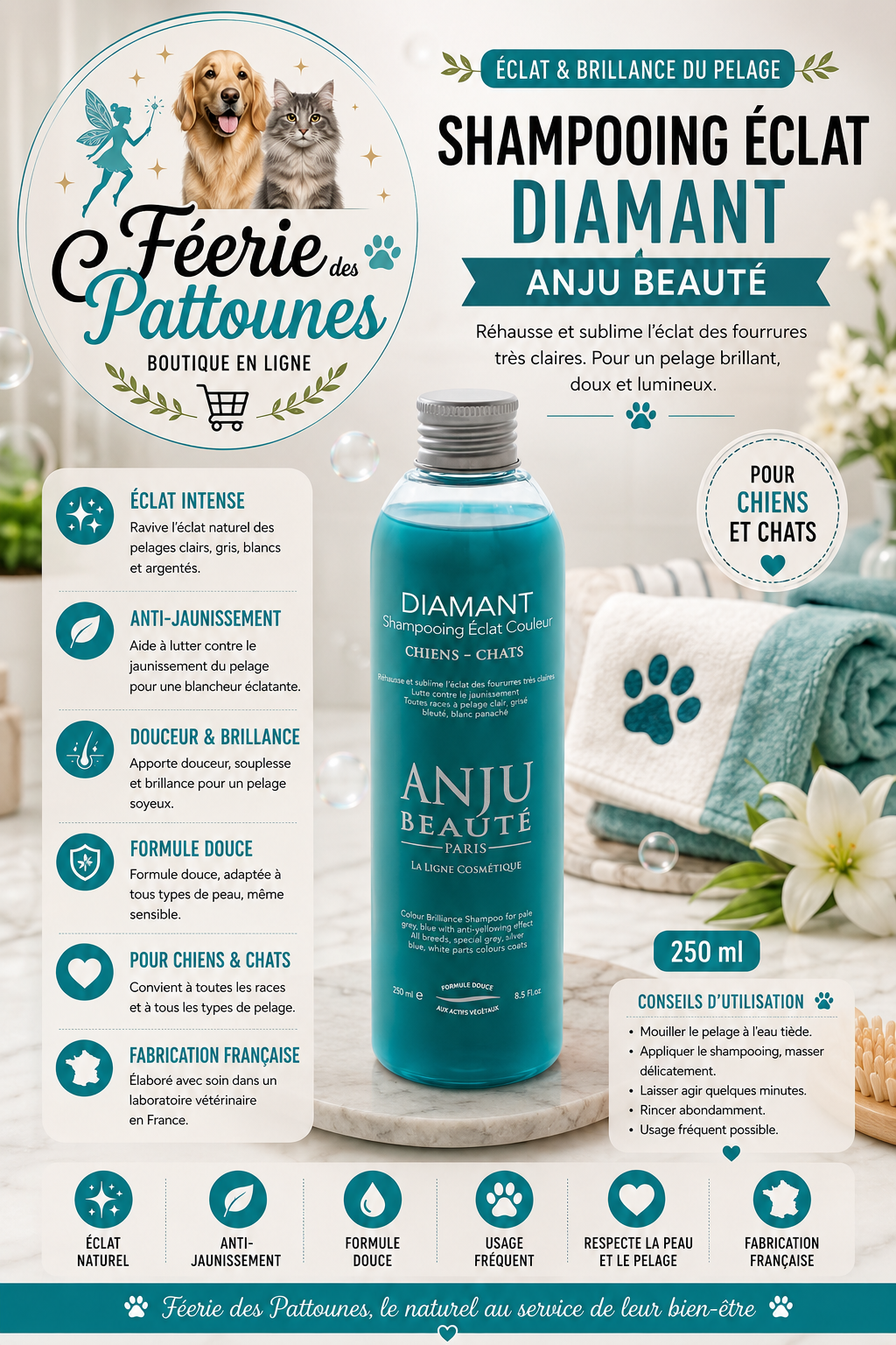 💎 Shampooing Éclat Diamant – Anju Beauté (250 ml)
