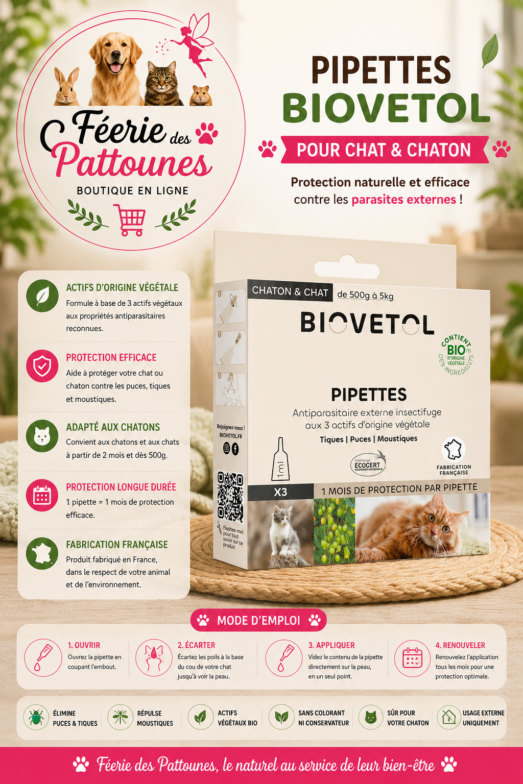 🛡️🐶 Collier Insectifuge BIOVETOL – Chien & Chiot (38 cm • 75 cm)